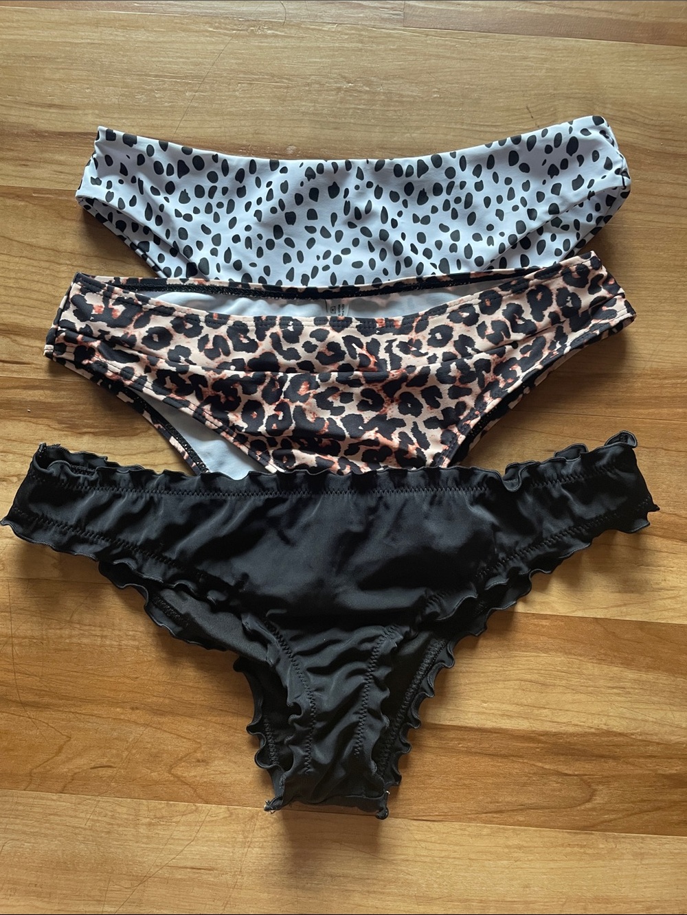 3-Pack Bikini Bottoms - Black, Leopard & White Spot